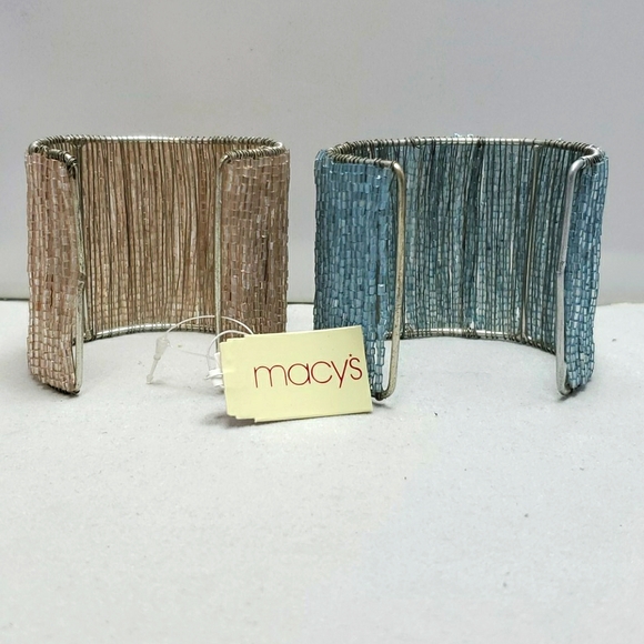 2 Macy's opened cuff bracelet peach  and blue - Picture 2 of 4